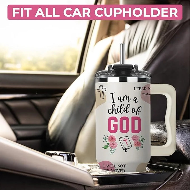 Inspirational 40 Oz Tumbler with Handle - Best Mom Ever - Perfect Christian Gift for Women