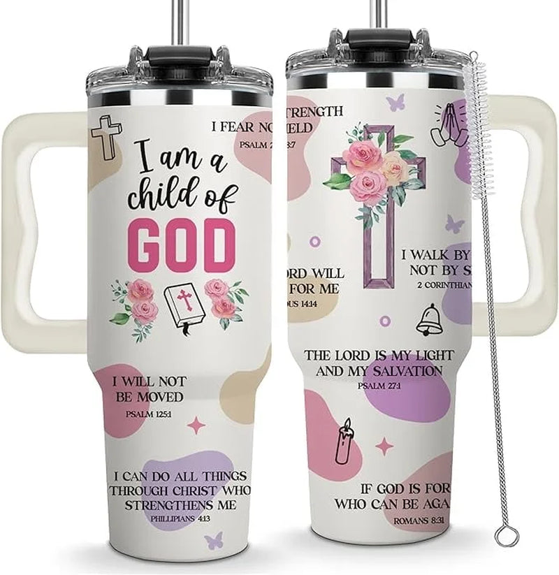 Inspirational 40 Oz Tumbler with Handle - Best Mom Ever - Perfect Christian Gift for Women