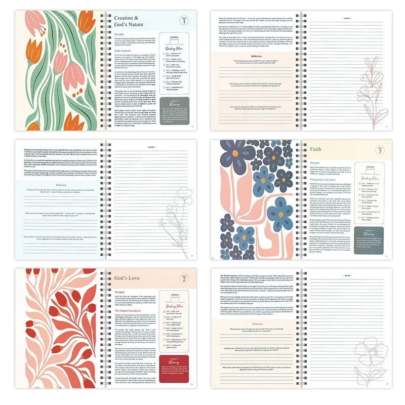 The Bible in a Year Spiral Bible Study Guide A5 Leak-Proof Womens Bible Study Plan 52 Week Study Guide Book for Friend
