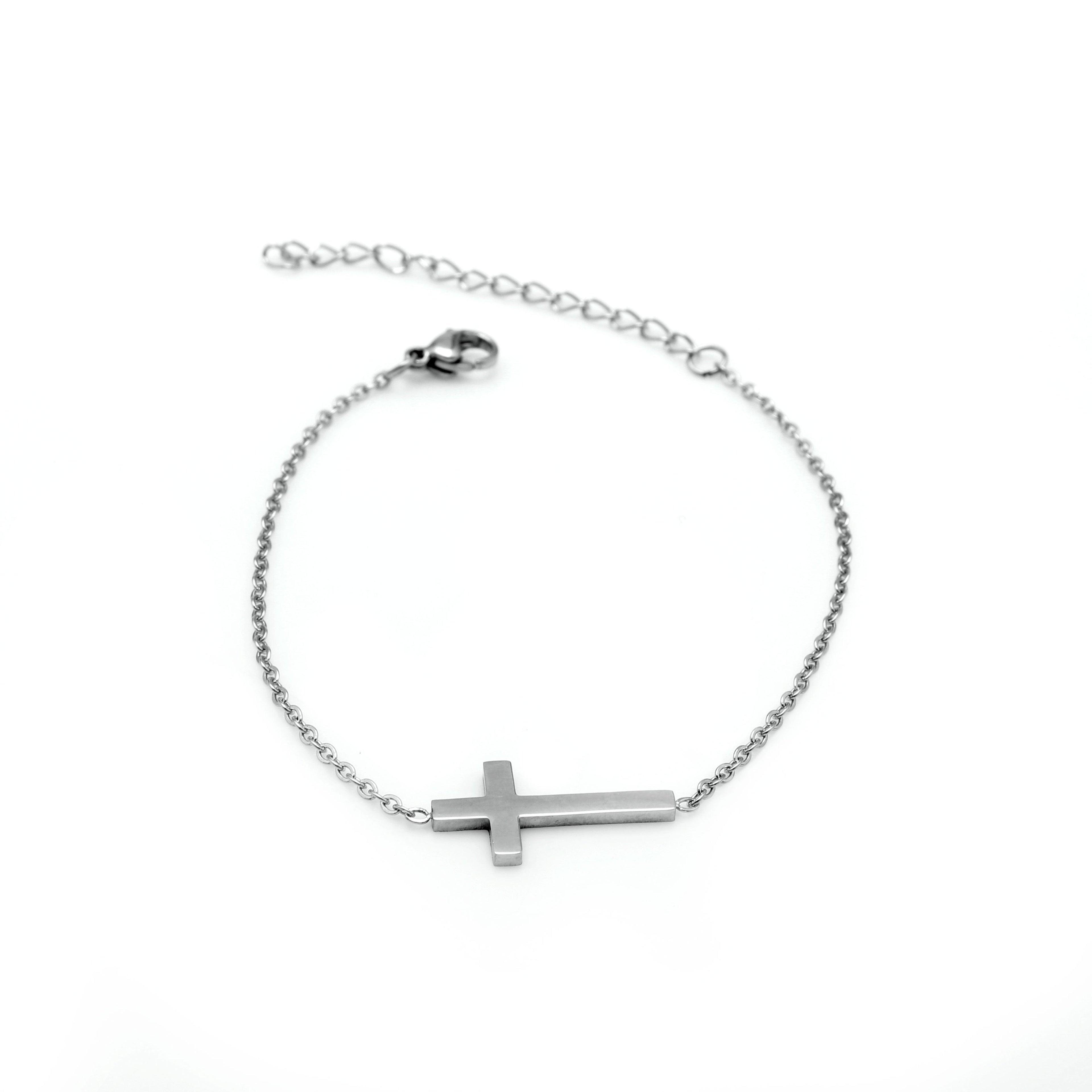 Elegant Silver Christian Cross Bracelet - A Daily Reminder of Faith and Grace