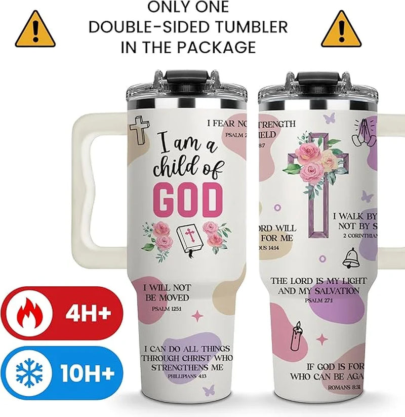 Inspirational 40 Oz Tumbler with Handle - Best Mom Ever - Perfect Christian Gift for Women