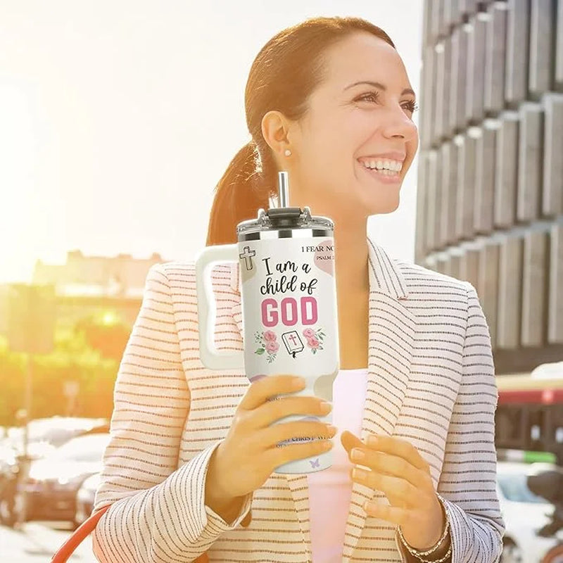 Inspirational 40 Oz Tumbler with Handle - Best Mom Ever - Perfect Christian Gift for Women