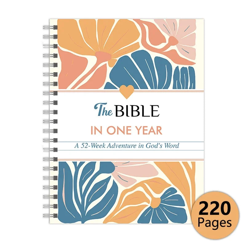 The Bible in a Year Spiral Bible Study Guide A5 Leak-Proof Womens Bible Study Plan 52 Week Study Guide Book for Friend